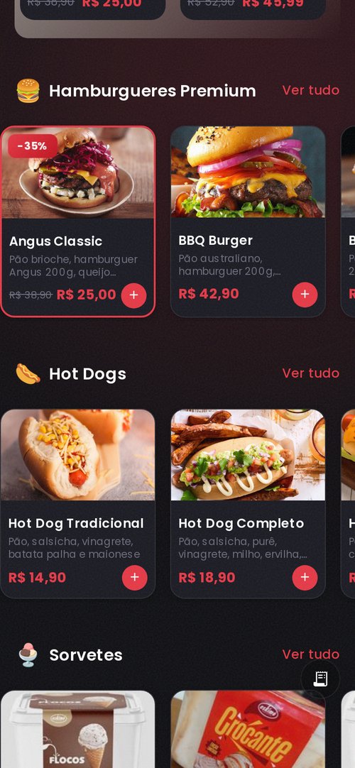 Cardapio mobile produtos